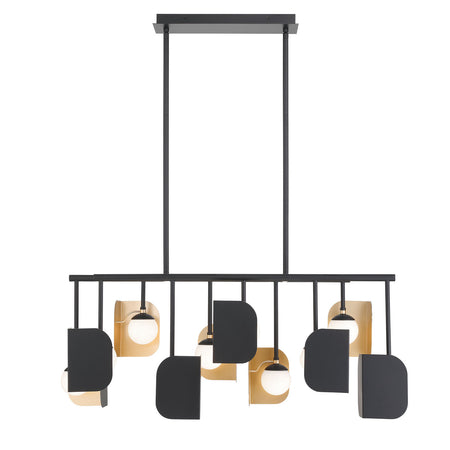 Eurofase Cornice 45" 10-Light LED Chandelier, Gold­black Mix with Glass Glass, front view