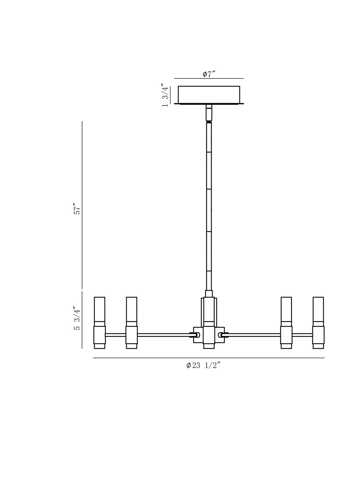 Albany chandelier dimension drawing