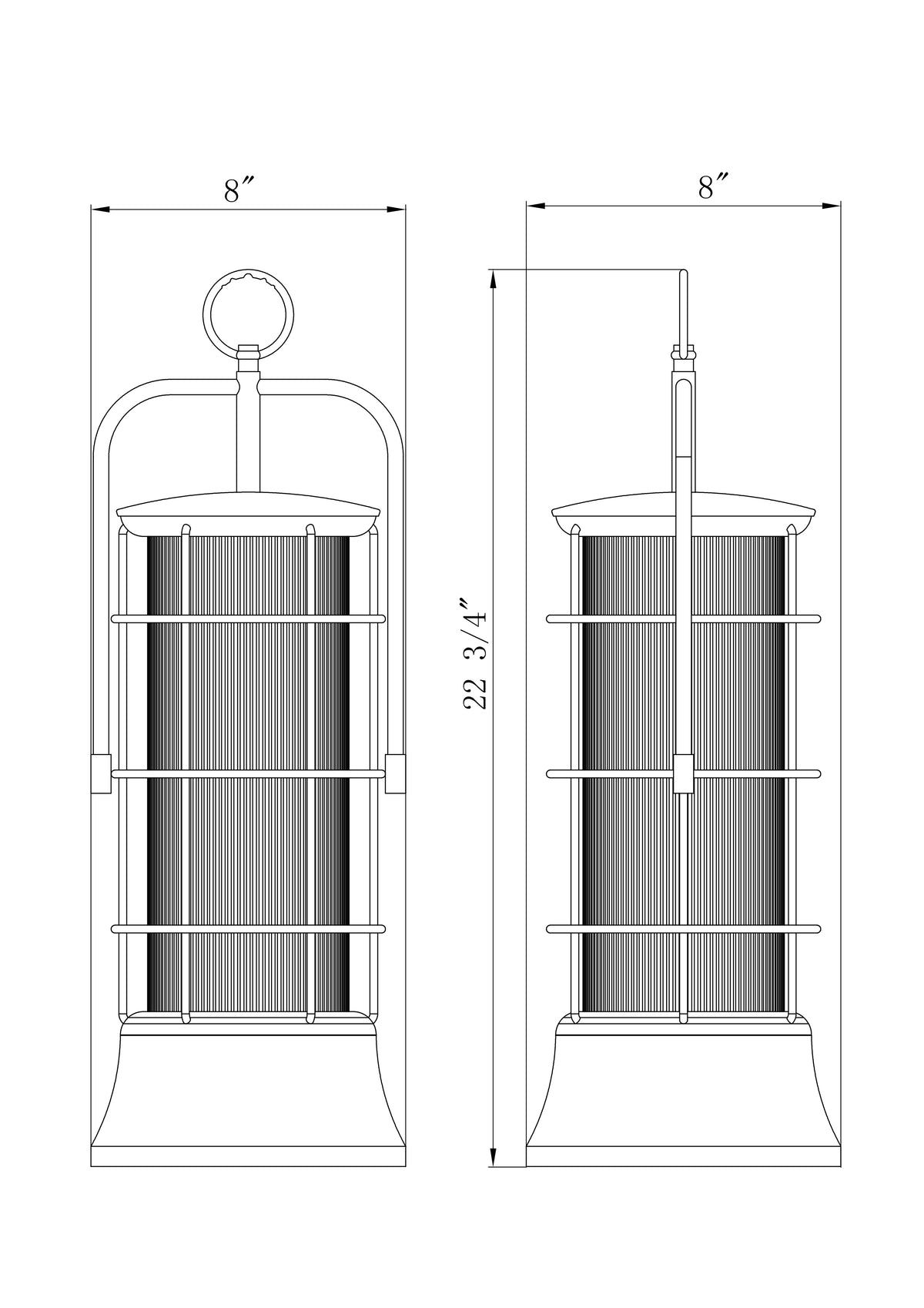 Rivamar outdoor light dimension drawing