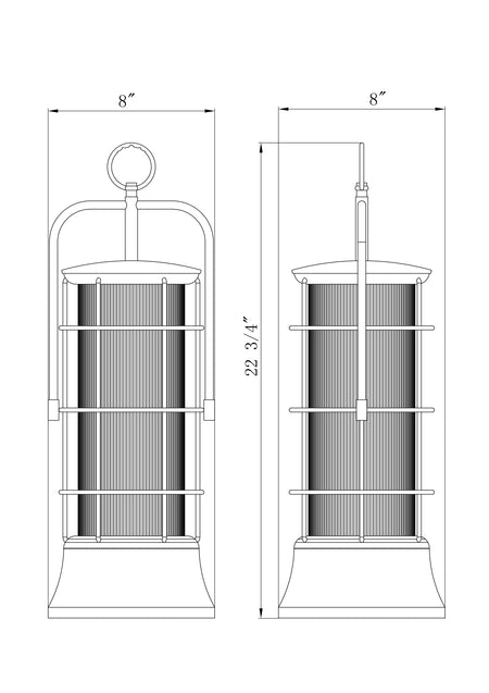 Rivamar outdoor light dimension drawing