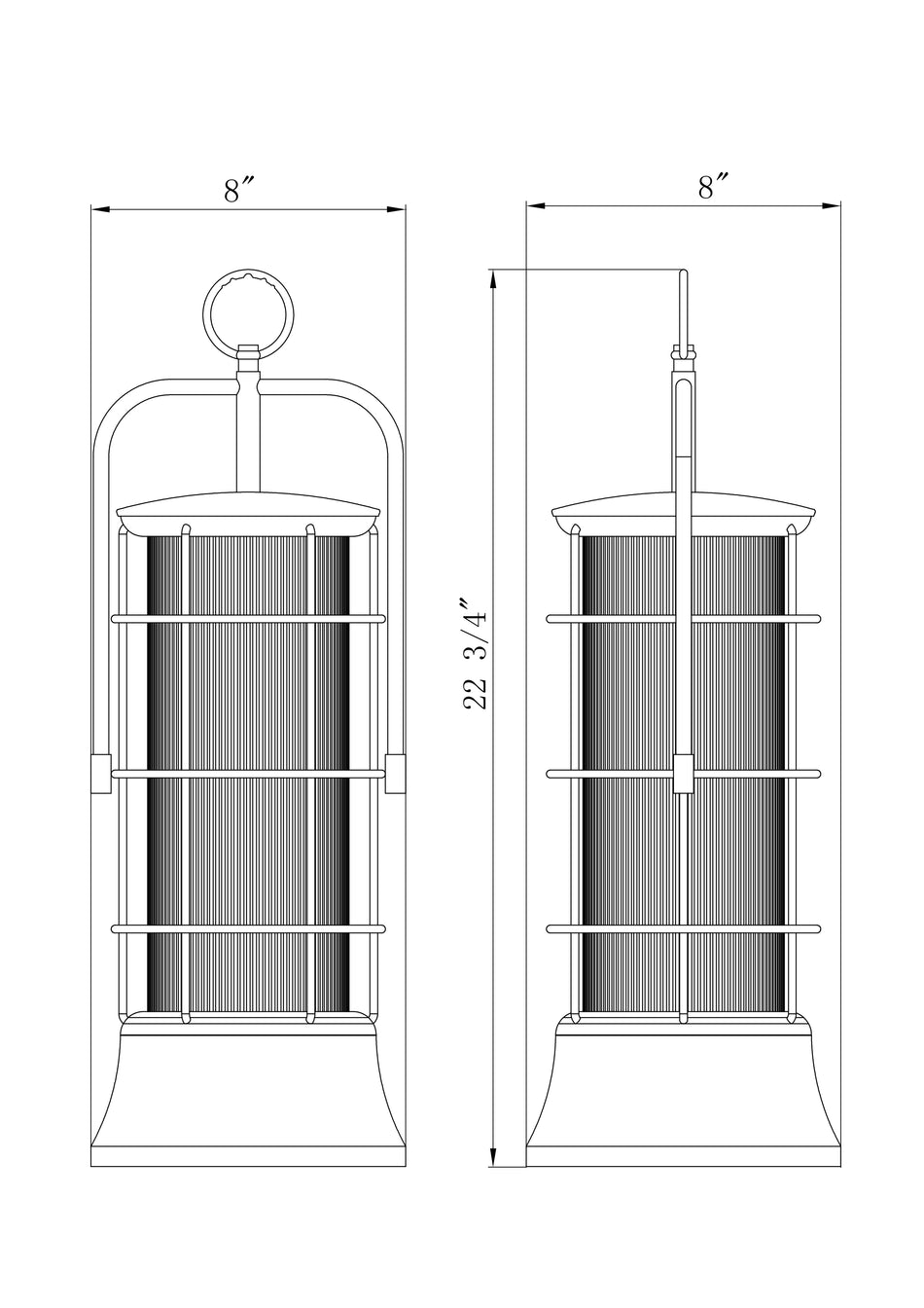 Rivamar outdoor light dimension drawing