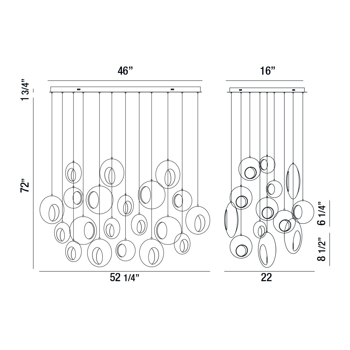 Arlington chandelier dimension drawing