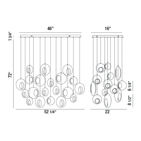 Arlington chandelier dimension drawing