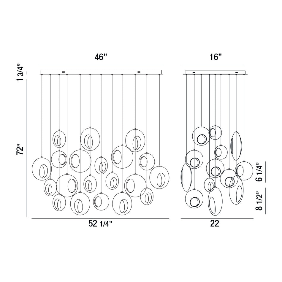 Arlington chandelier dimension drawing
