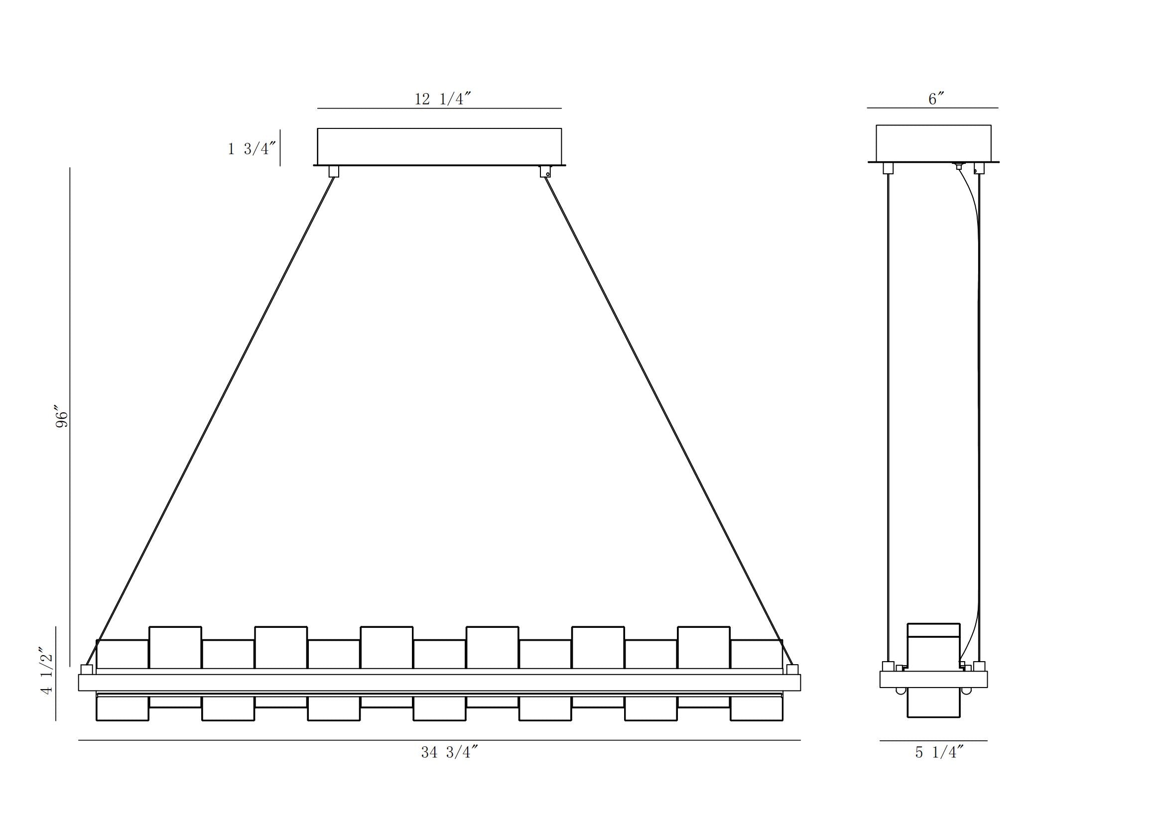 Bruco chandelier dimension drawing