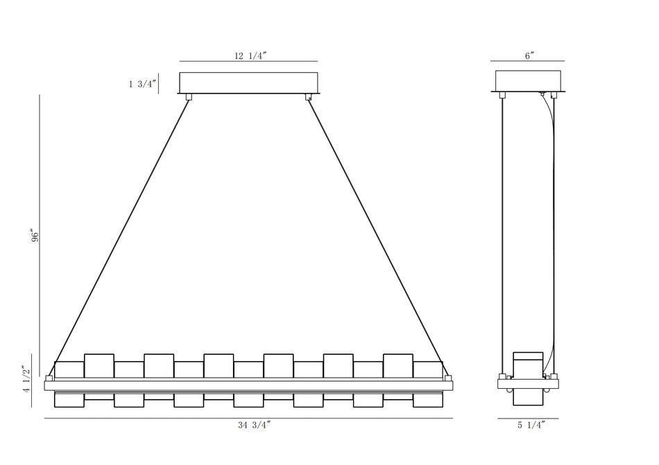 Bruco chandelier dimension drawing