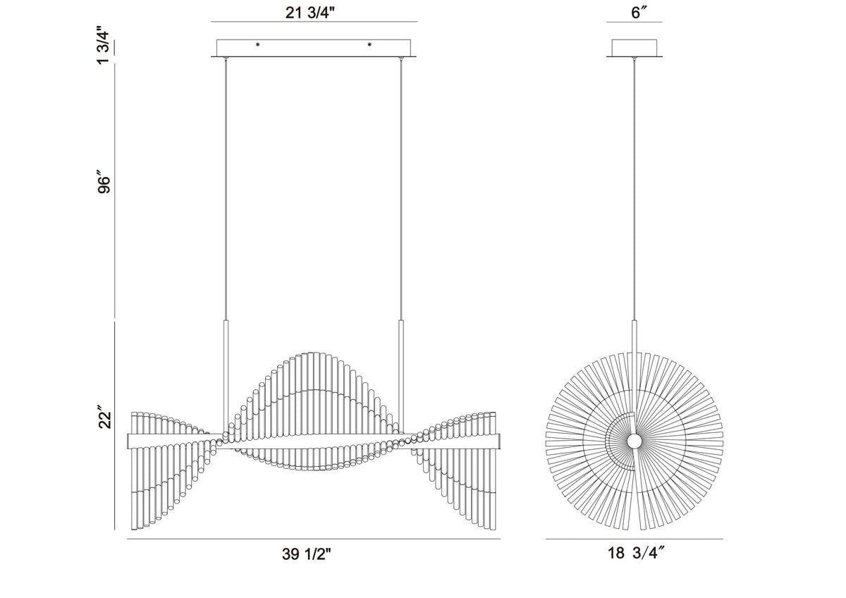 Voltik chandelier dimension drawing