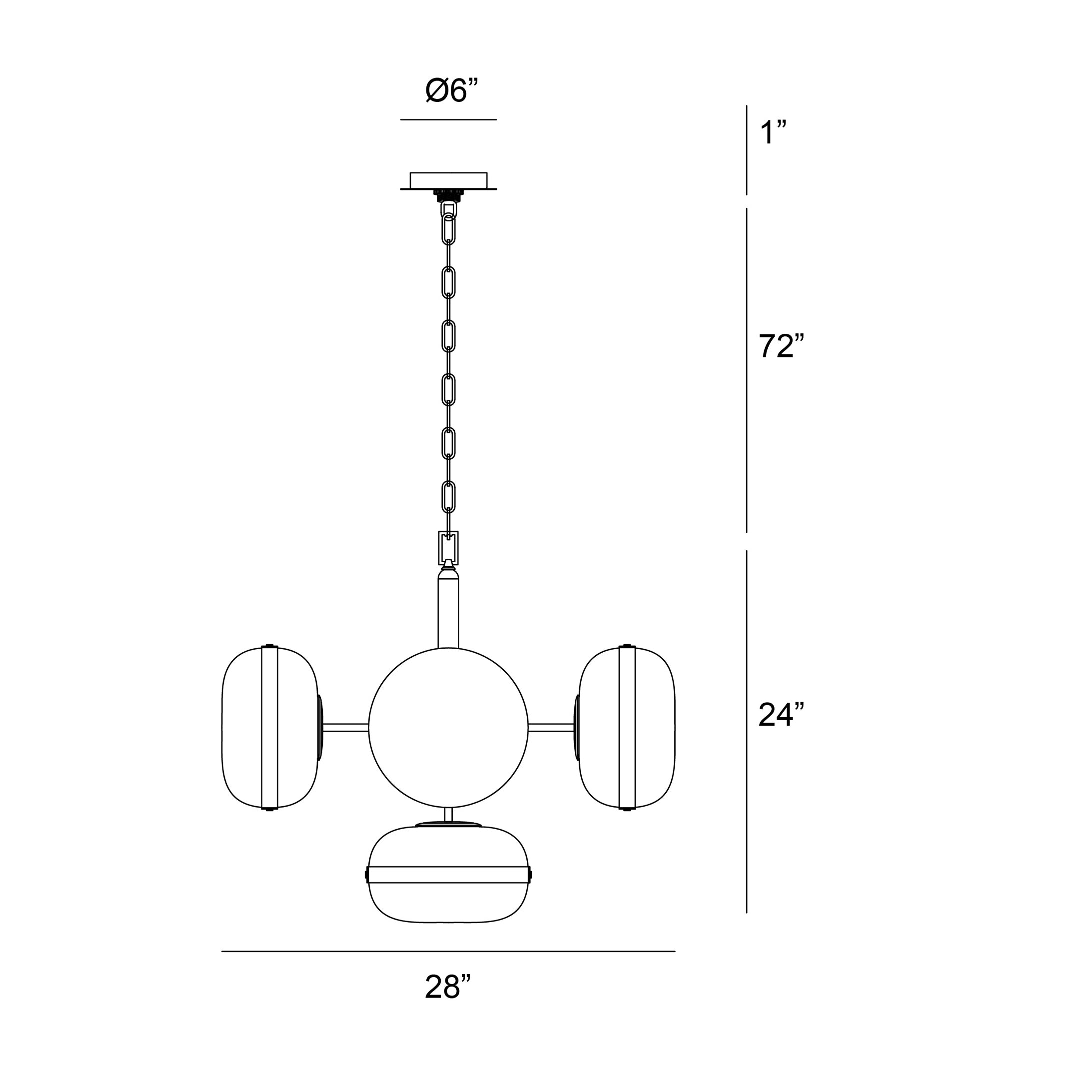 Nottingham chandelier dimension drawing