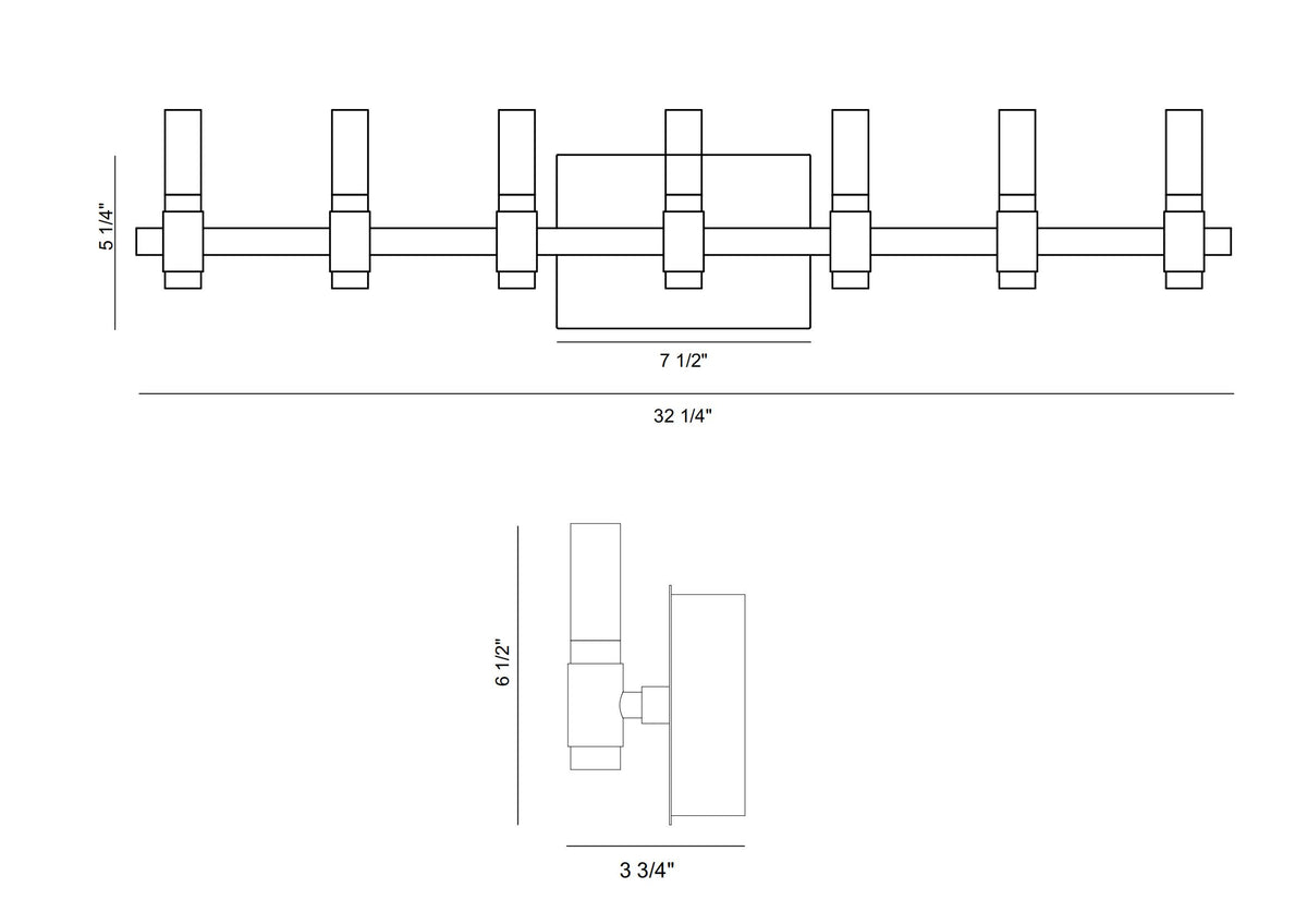 Albany vanity light dimension drawing