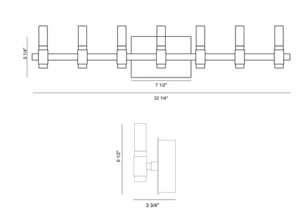 Albany vanity light dimension drawing