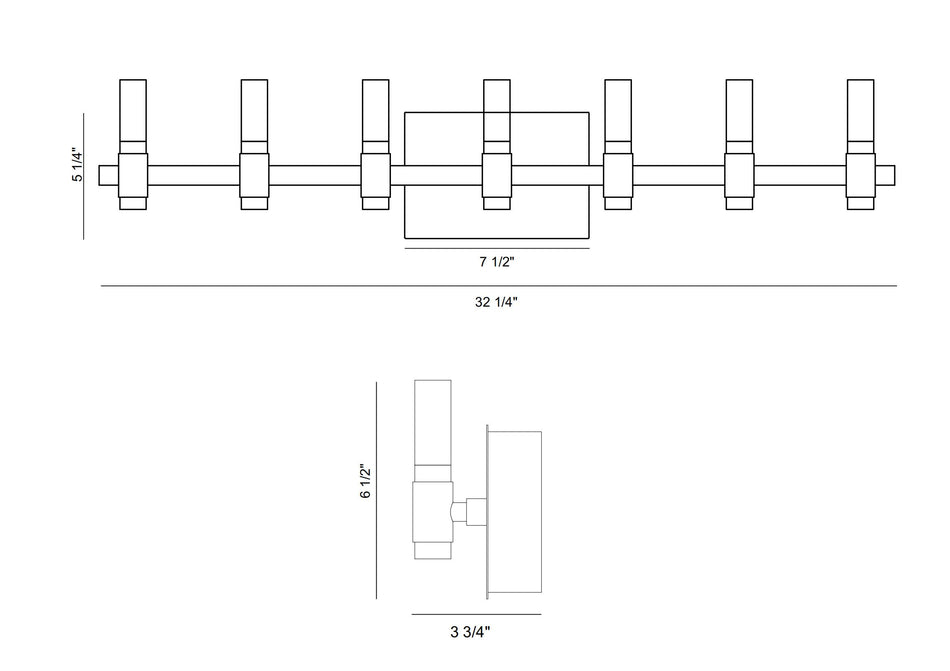 Albany vanity light dimension drawing