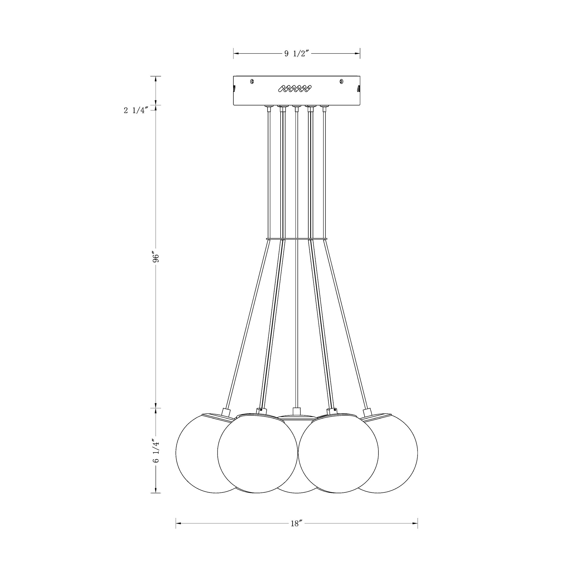 Kepler chandelier dimension drawing