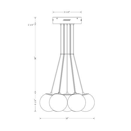 Kepler chandelier dimension drawing