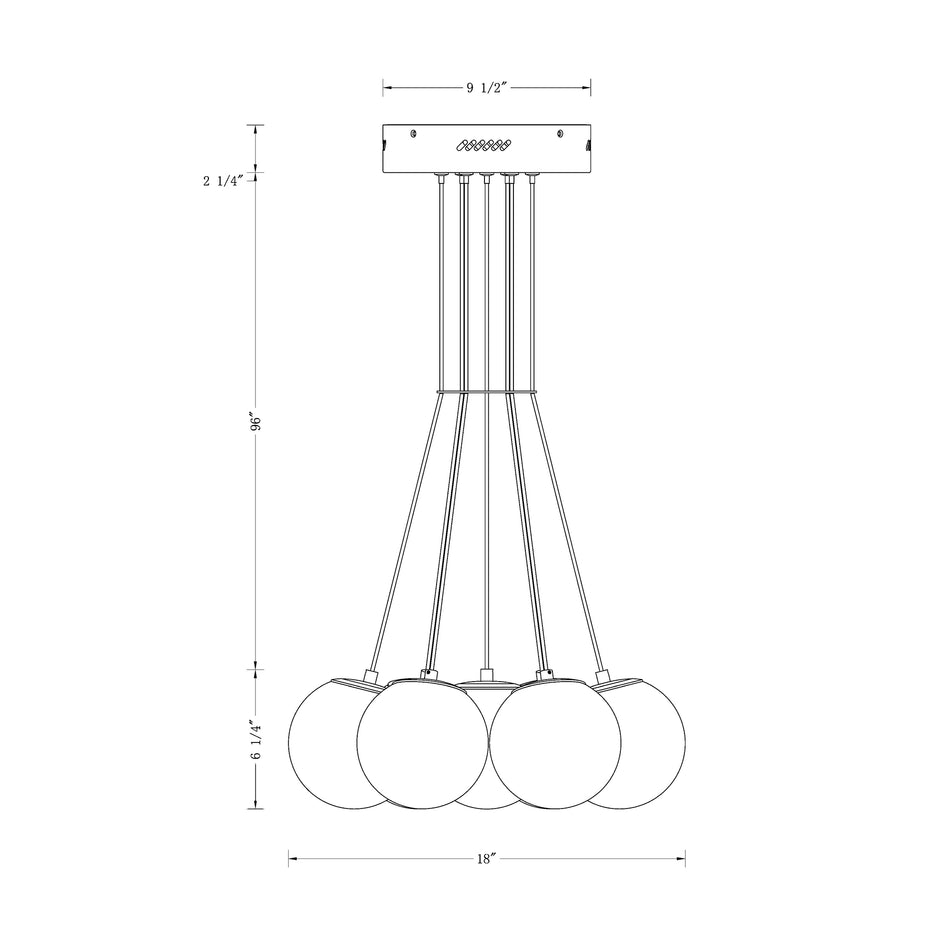 Kepler chandelier dimension drawing