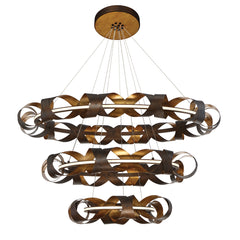 Eurofase Banderia 43.75" 3-Light LED Chandelier, Bronze­gold Mix with Bronze Glass, front view