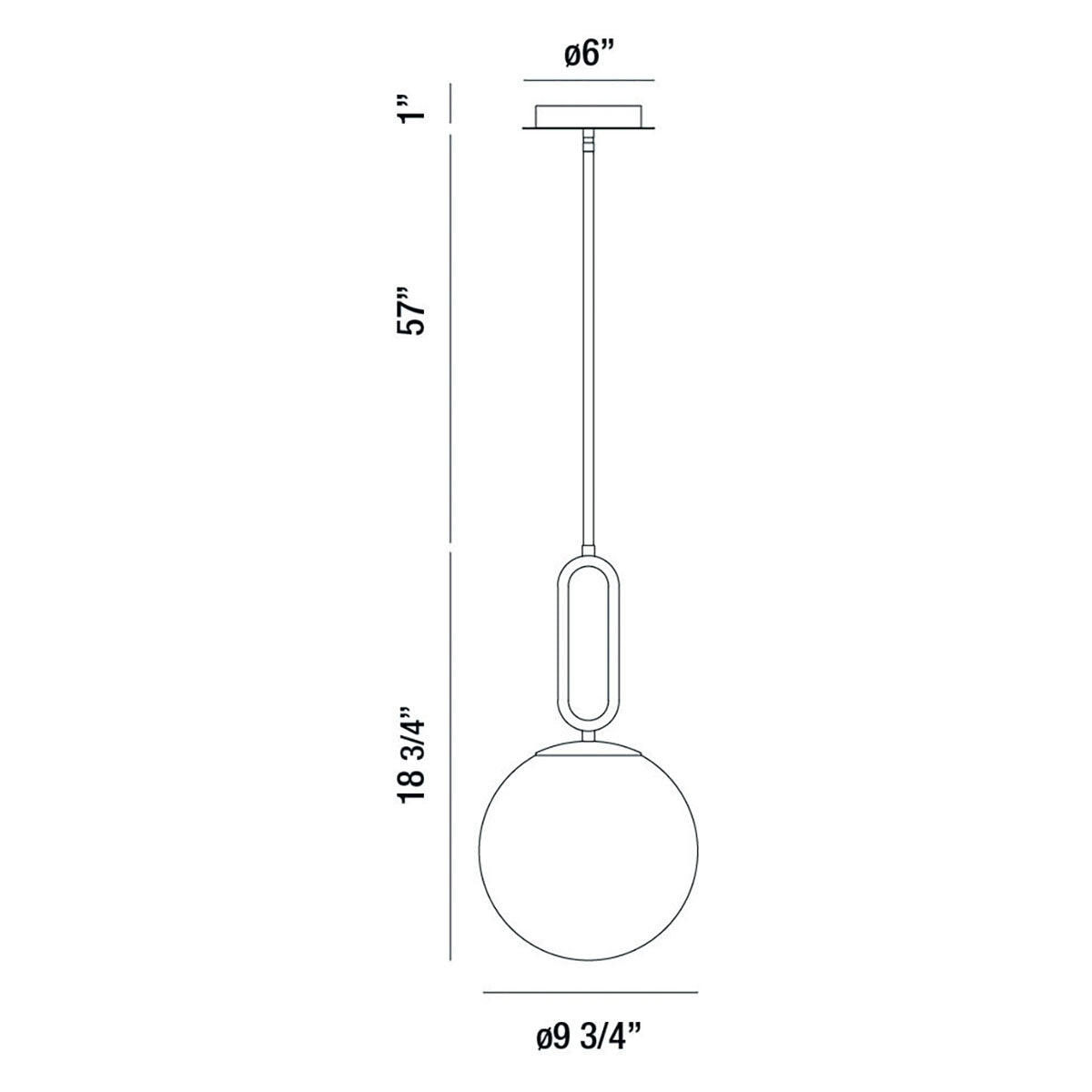 Prospect pendant dimension drawing