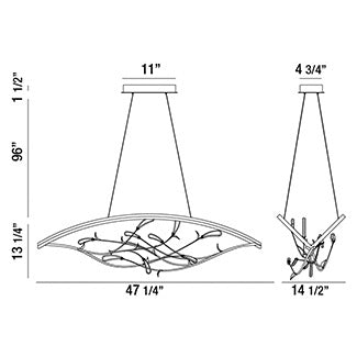 Basilica chandelier dimension drawing