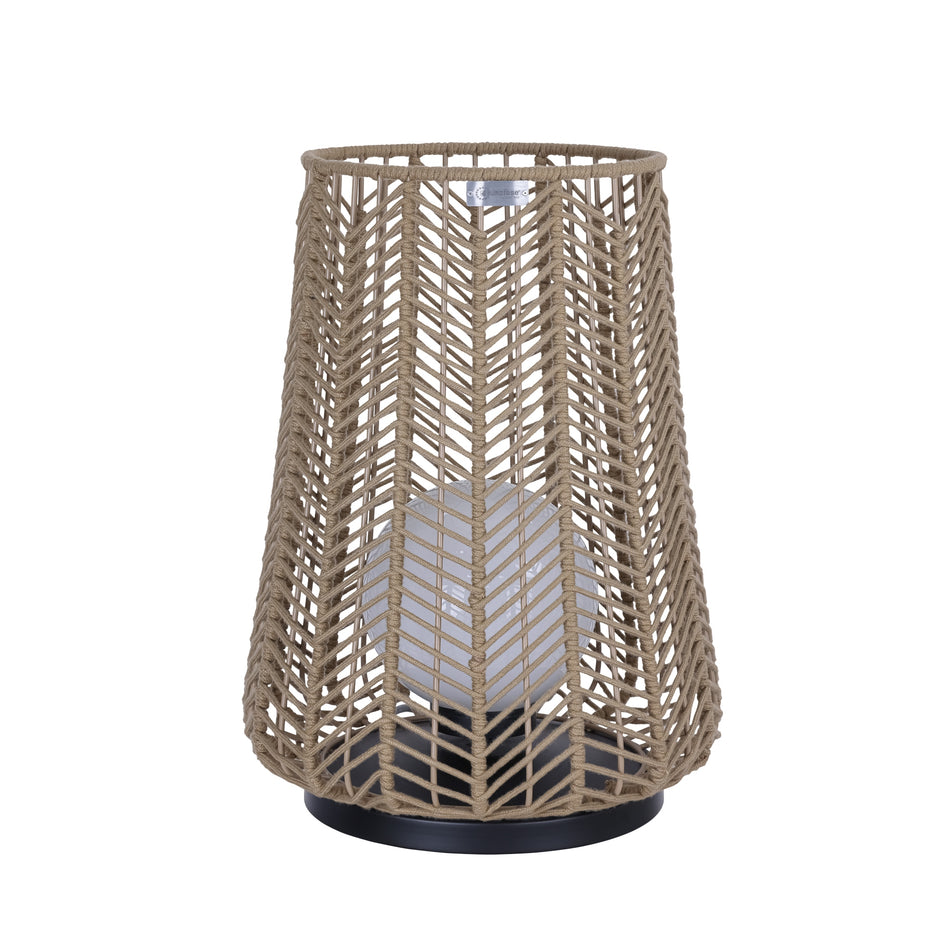 Eurofase Elice 16.25" Outdoor Wall Light, Matte Black with Brown Rope, front view