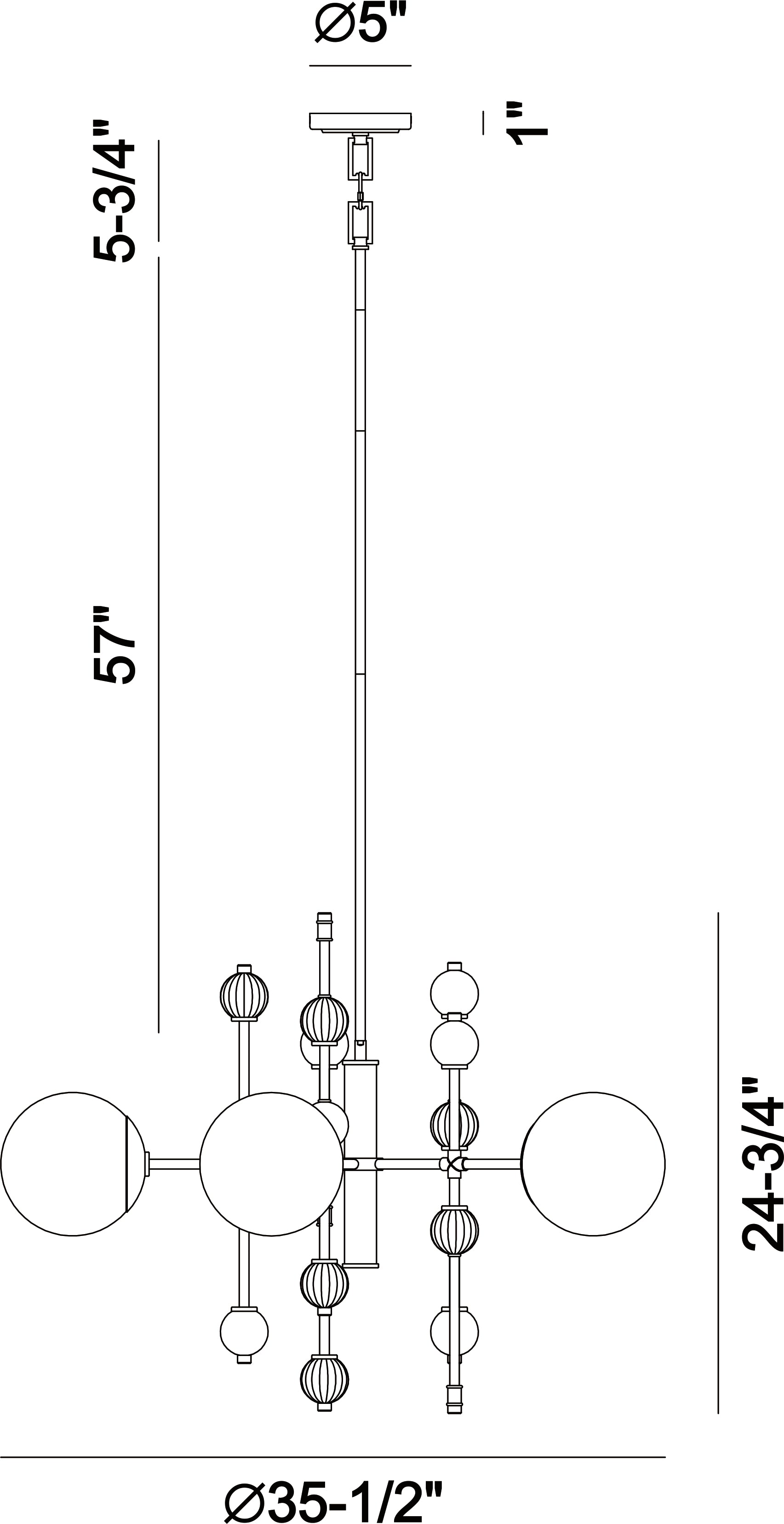 Traiton chandelier dimension drawing