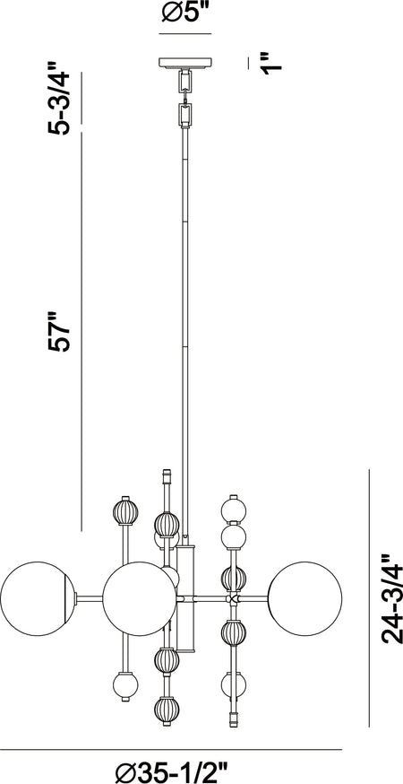 Traiton chandelier dimension drawing