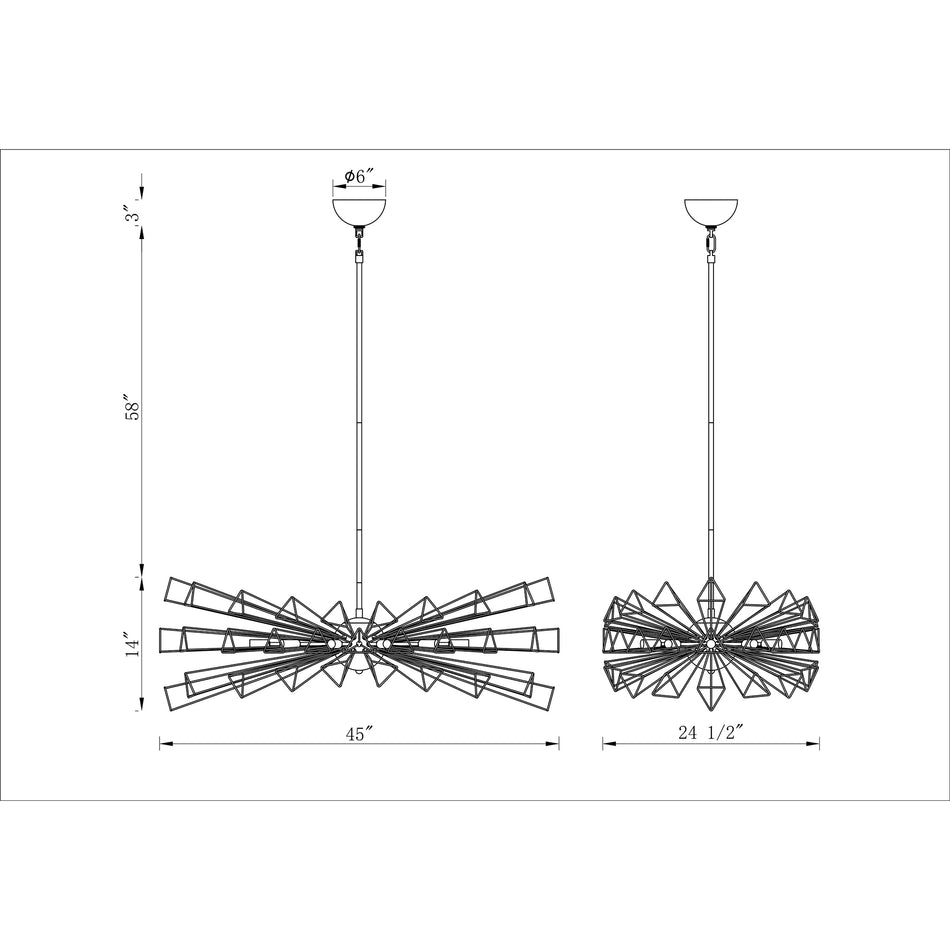 Dendelio chandelier dimension drawing