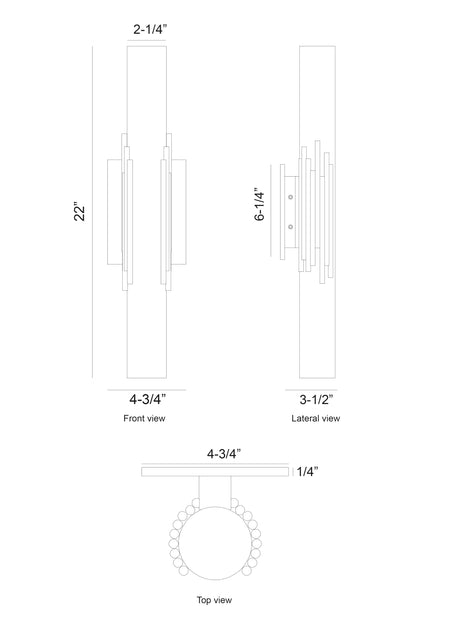 Venna wall sconce dimension drawing
