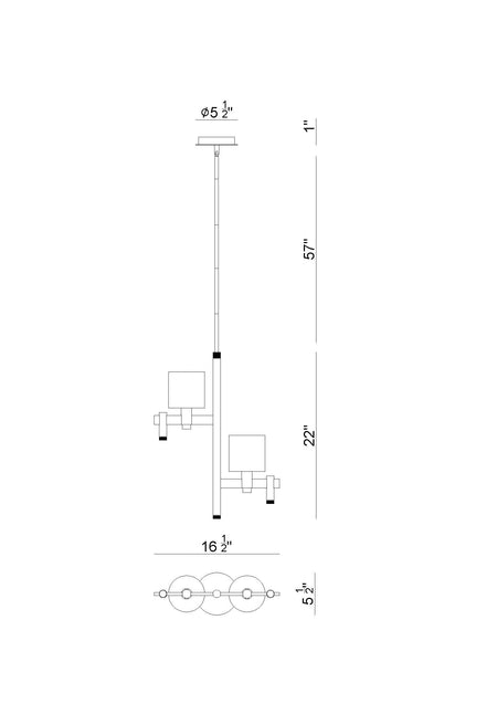 Decato chandelier dimension drawing