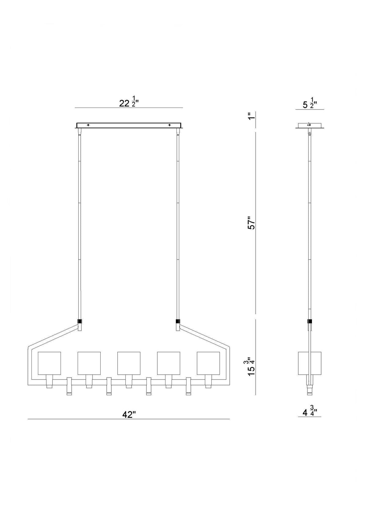 Decato chandelier dimension drawing