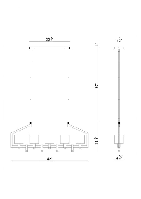Decato chandelier dimension drawing