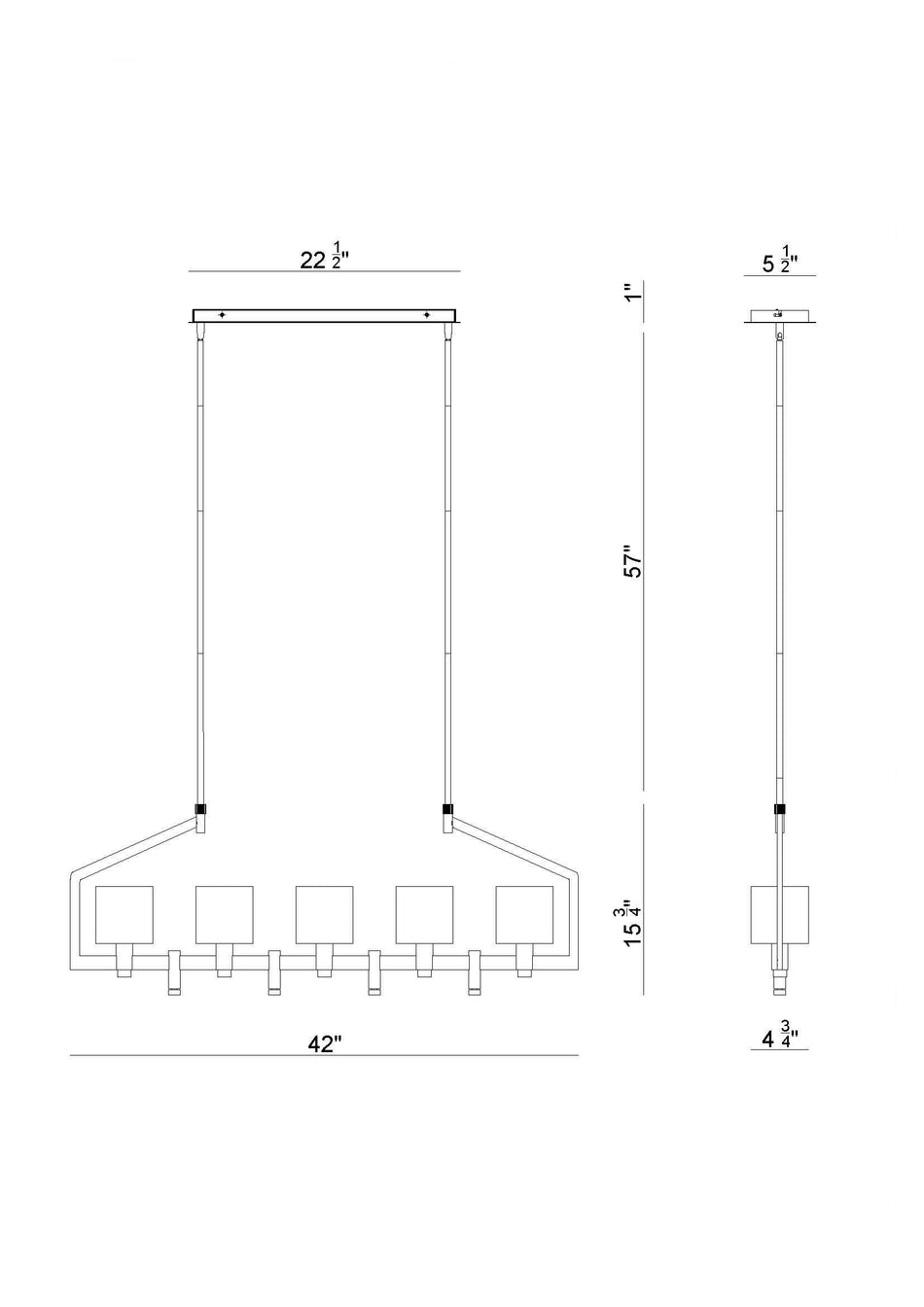 Decato chandelier dimension drawing