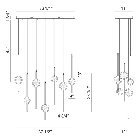 Barletta chandelier dimension drawing