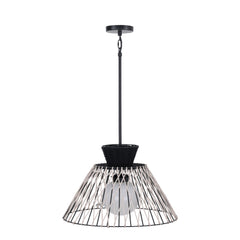 Eurofase Jelice 24" Outdoor Pendant, Matte Black with Beige Rope, front view