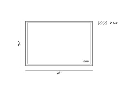 Nixon LED mirror dimension drawing