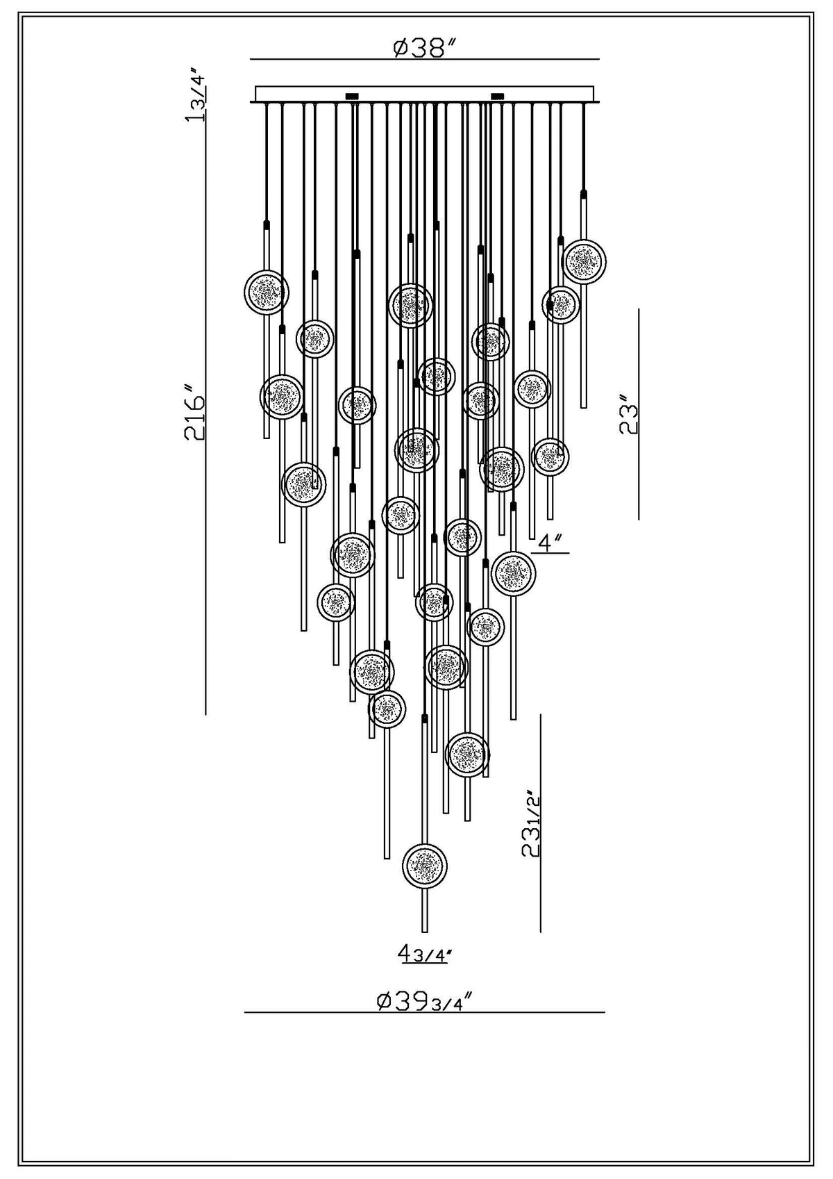 Barletta chandelier dimension drawing