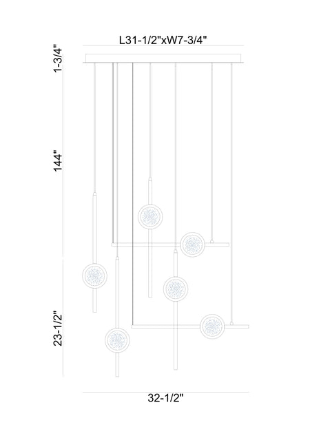 Barletta chandelier dimension drawing