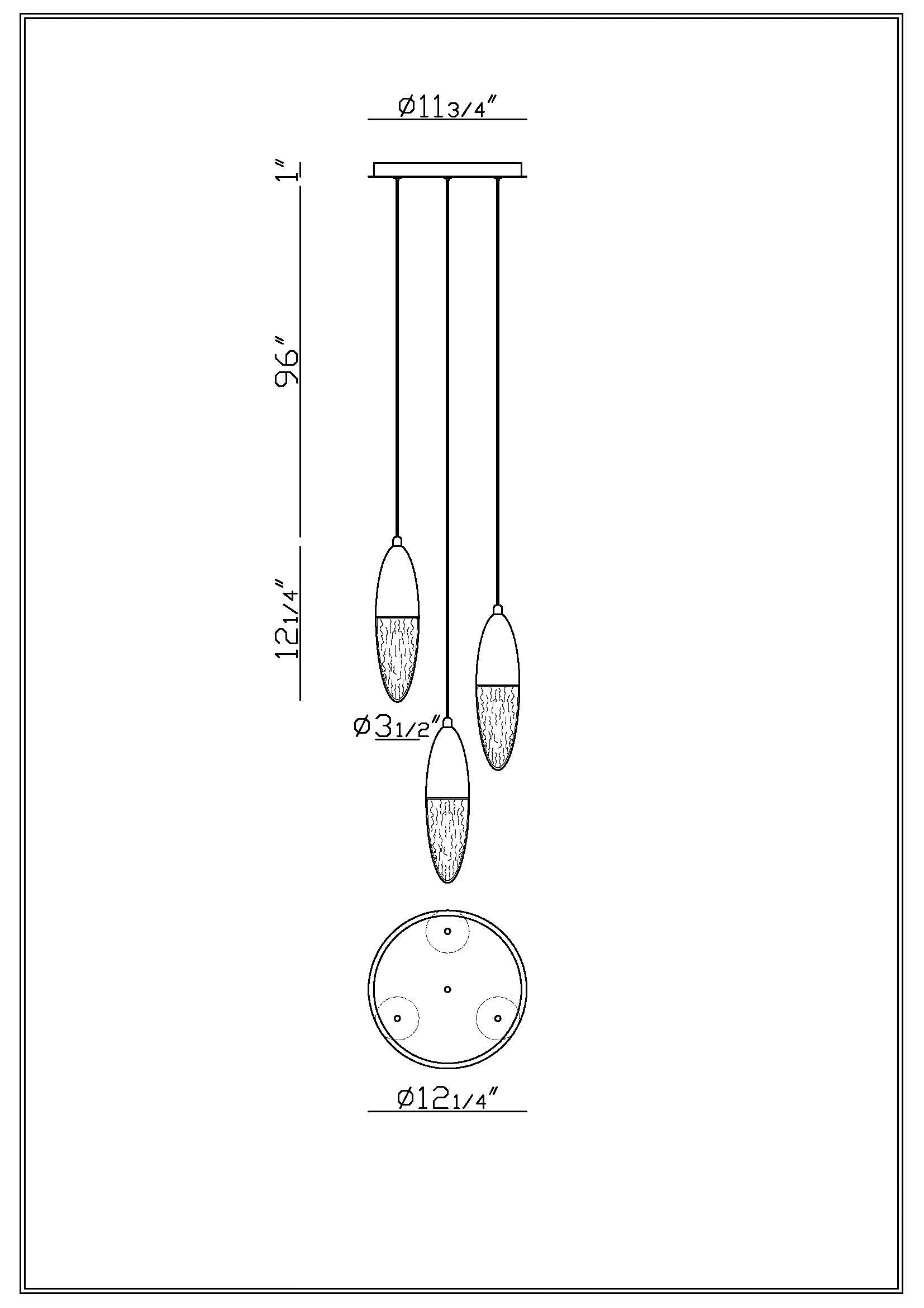 Ecrou chandelier dimension drawing