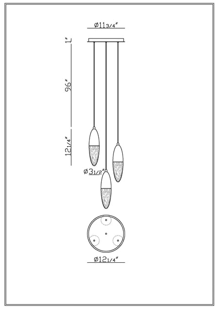 Ecrou chandelier dimension drawing