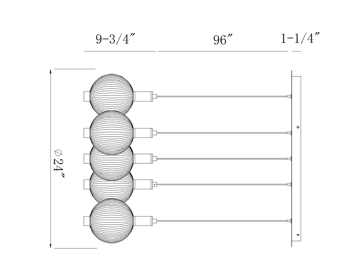 Palmas chandelier dimension drawing