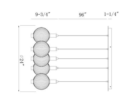 Palmas chandelier dimension drawing