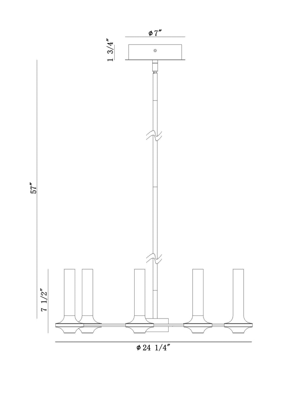 Torcia chandelier dimension drawing
