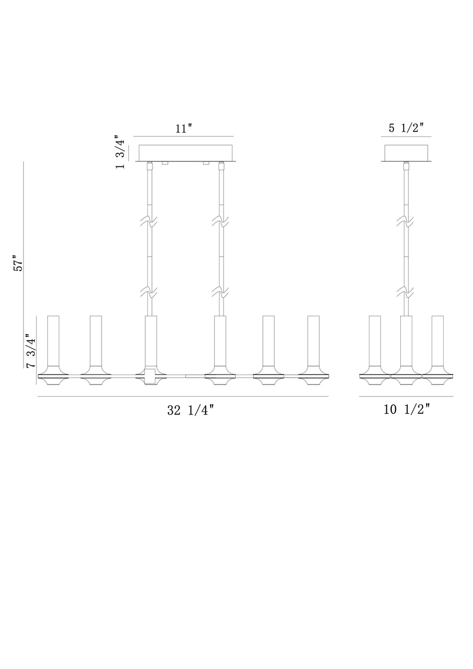 Torcia chandelier dimension drawing
