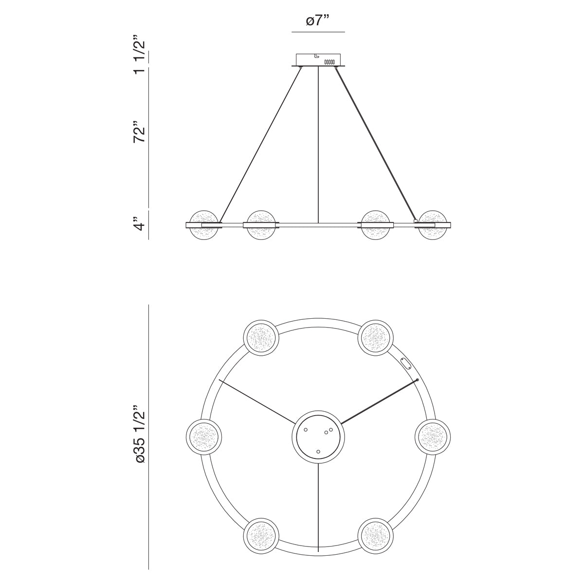 Circolo chandelier dimension drawing