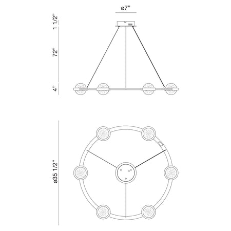 Circolo chandelier dimension drawing