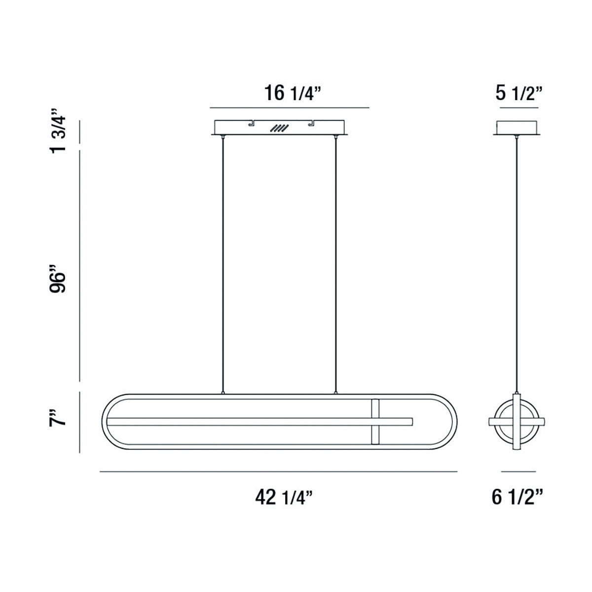 Demark chandelier dimension drawing