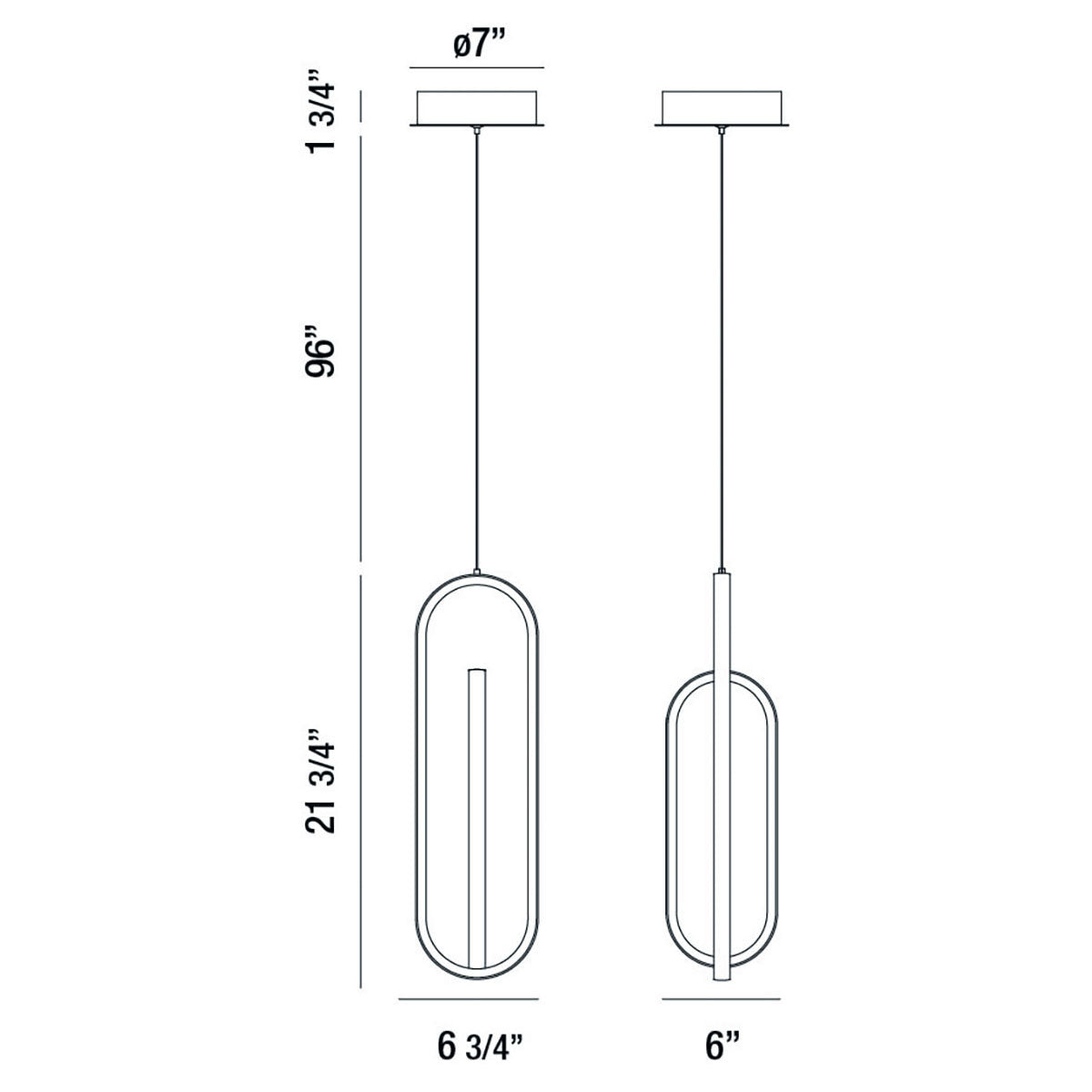 Demark pendant dimension drawing