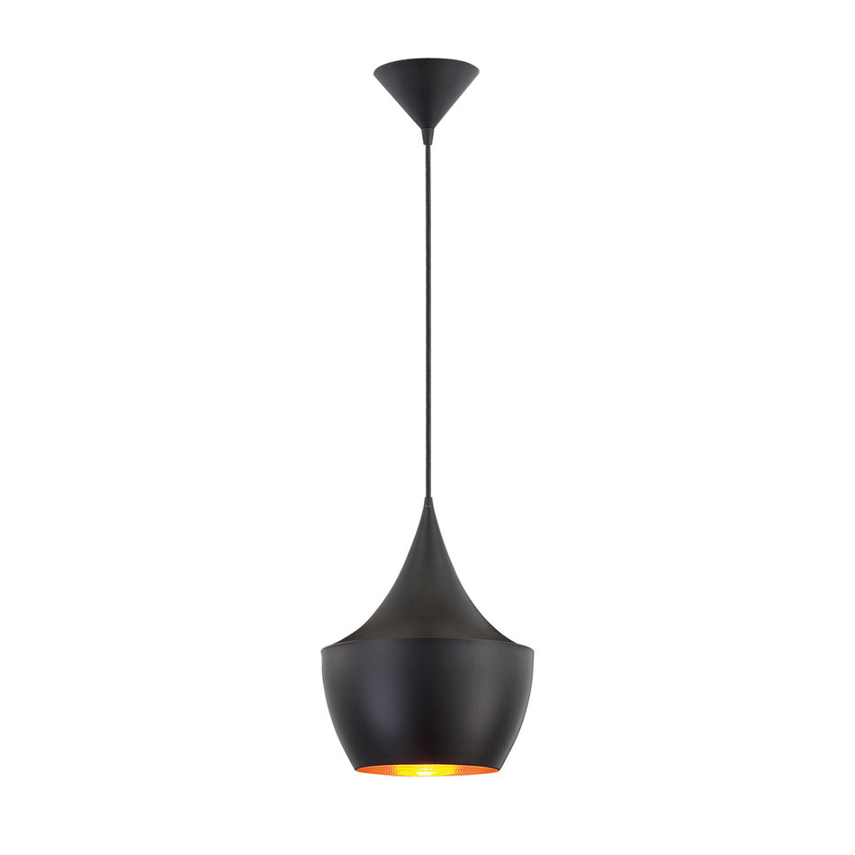 Eurofase Piquito 9.5" Pendant, Matte Black with Gold Aluminum, front view