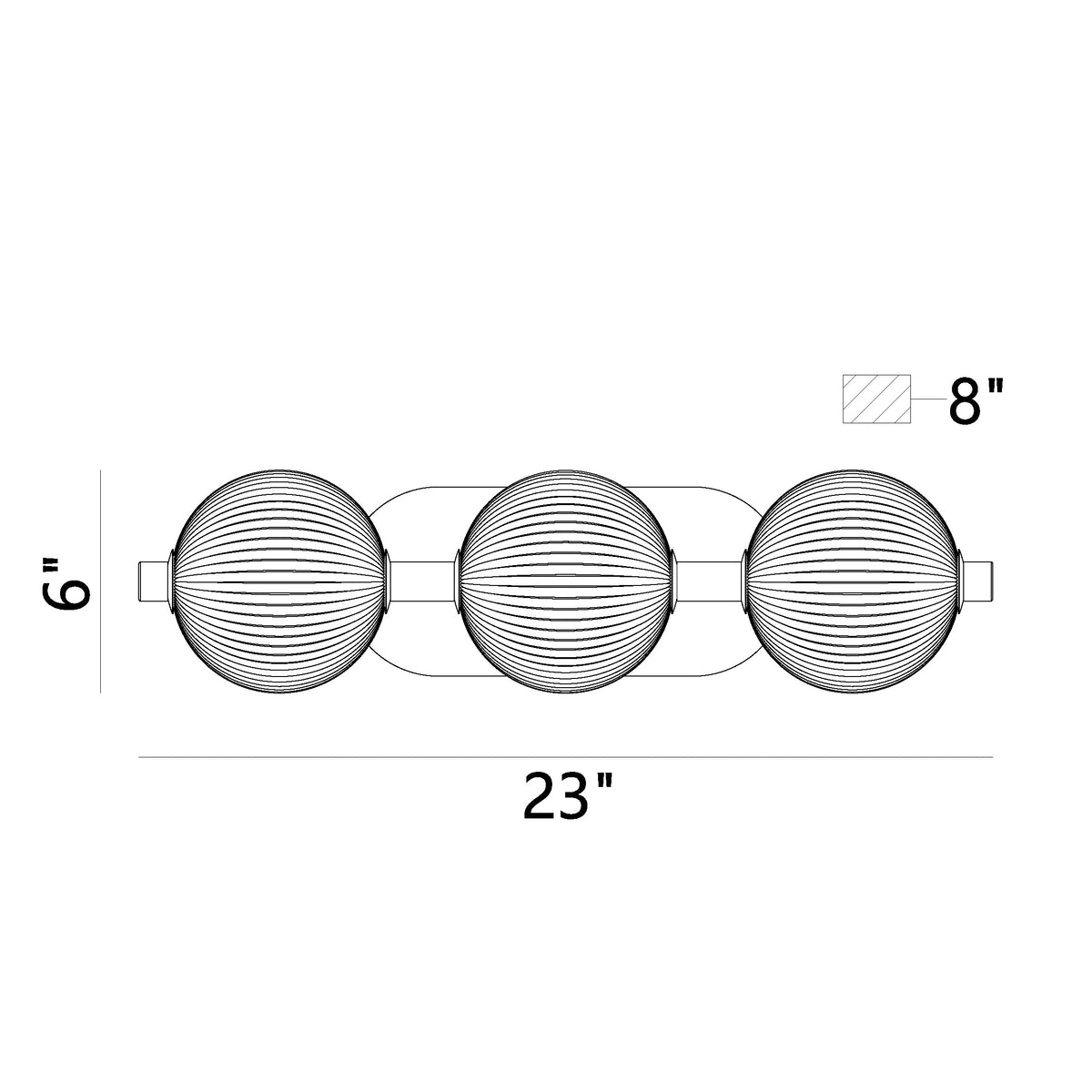 Palmas vanity light dimension drawing