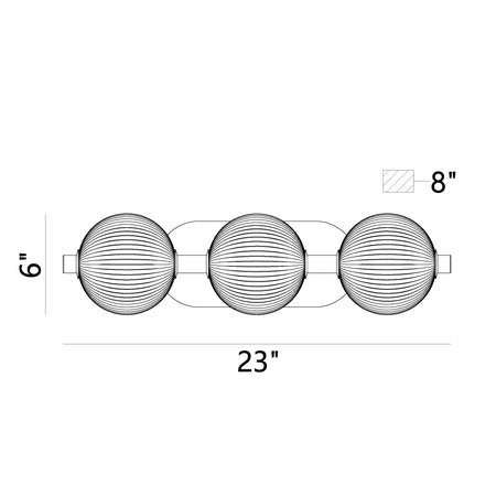 Palmas vanity light dimension drawing