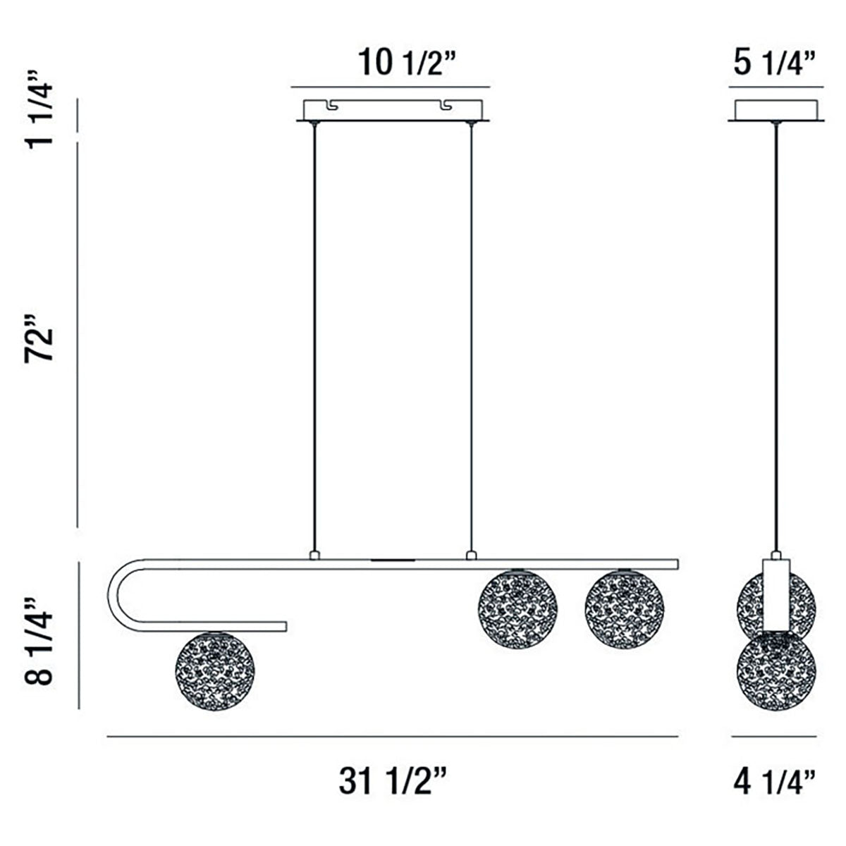 Phillimore chandelier dimension drawing