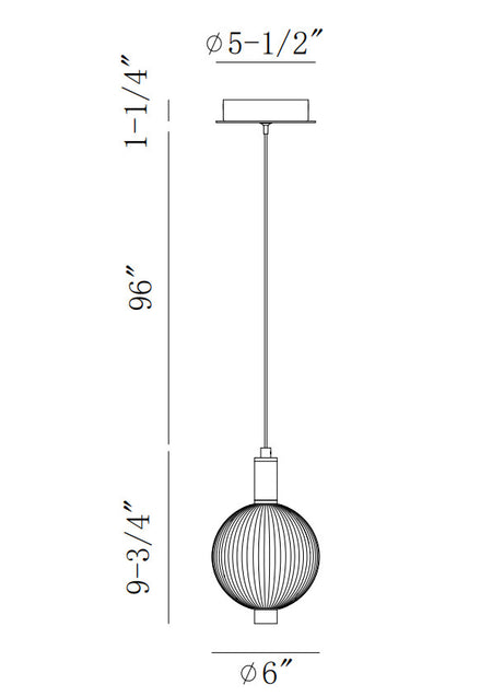 Palmas pendant dimension drawing